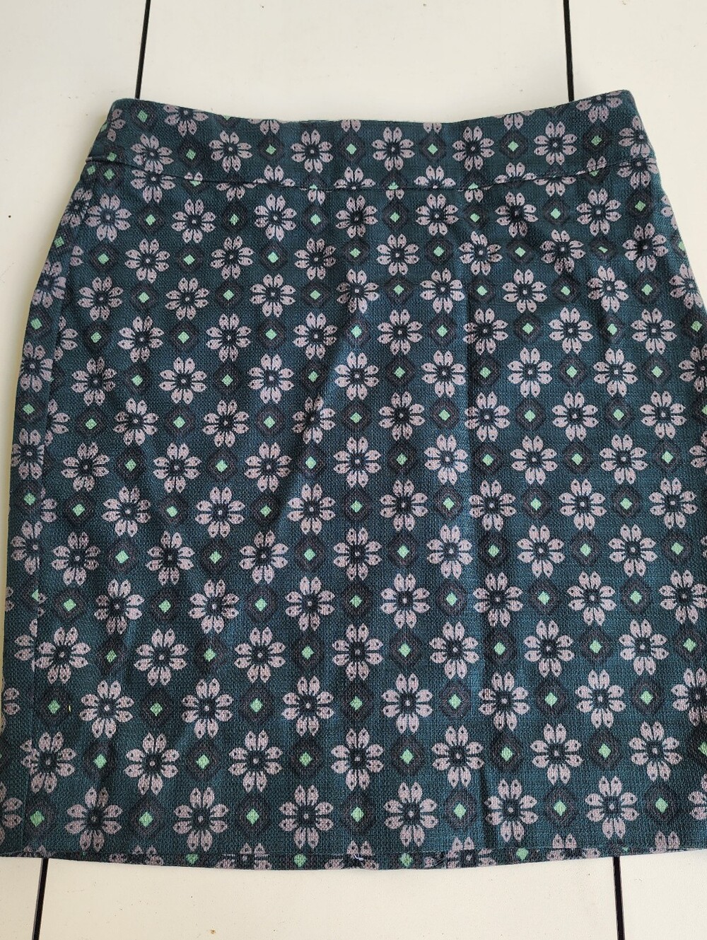 NWOT Loft Petite Womens Floral Straight Pencil Skirt 0P Green Teal Turquoise Geo